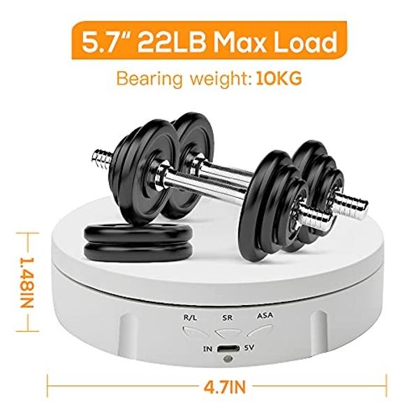 Motorized Photography Rotating Display Stand, 90/180/360 Degree photography turntable stand, Photography Turntable with 6 PVC Backgrounds for Product Photography Display, Jewelry, 