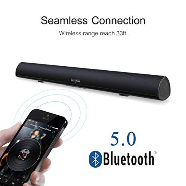BESTISAN 80 Watt Soundbar, Sound Bars for TV of Home Theater System (Bluetooth 5.0, 34 inch, DSP, Strong Bass, Wireless Wired Connections, Bass Adjustable, Wall Mountable)