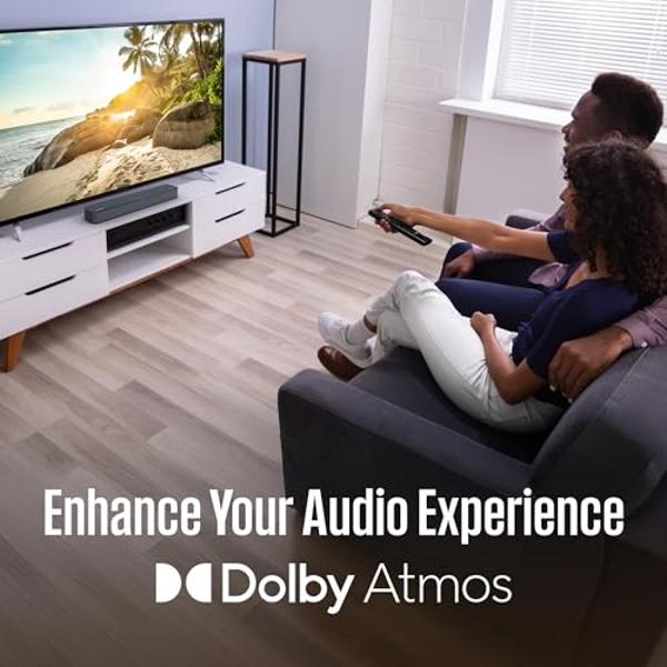 Westinghouse 2.0 Channel Compact Mini Soundbar with Dolby Atmos and Digital Plus, 120W Surround Sound System for TV, Home Theater Audio, Bluetooth, Easy Setup, Roku TV Ready