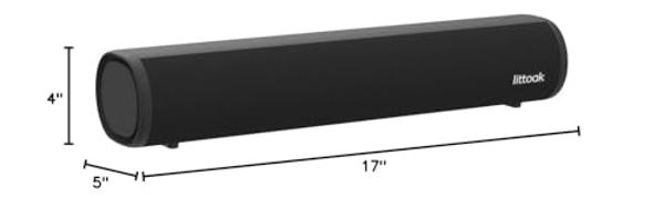 littoak Small Sound Bar for TV, Soundbar with Bluetooth 5.0/HDMI/Optical/USB/AUX/Coax Connection, 50 Watt 16 Inch Soundbars for Home Theater, Wall Mountable (SE04)