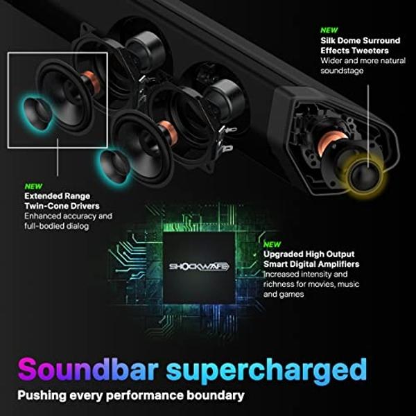 Nakamichi Shockwafe Ultra 9.2.4 Channel Dolby Atmos/DTS:X Soundbar with Dual 10" Subwoofers (Wireless), 4 Rear Surround Effects Speakers, eARC and SSE Max Technology (Flagship)