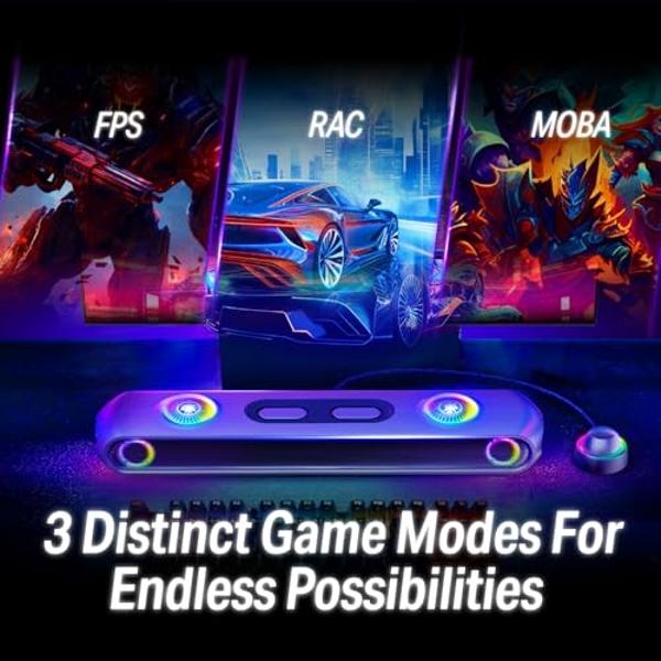 OXS Thunder Pro Gaming Soundbar with 5.1.2 Dolby Atmos Surround Sound System, Built-in Woofer, Bluetooth Multi-Connection, 3 Pro Gamer Modes, Sleek Toggle Design, for Pcs and Gamin