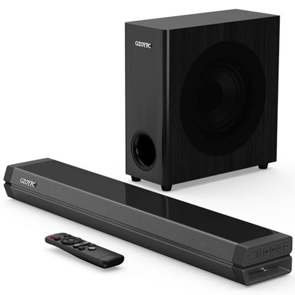 littoak Small Sound Bar for TV, Soundbar with Bluetooth 5.0/HDMI/Optical/USB/AUX/Coax Connection, 50 Watt 16 Inch Soundbars for Home Theater, Wall Mountable (SE04)
