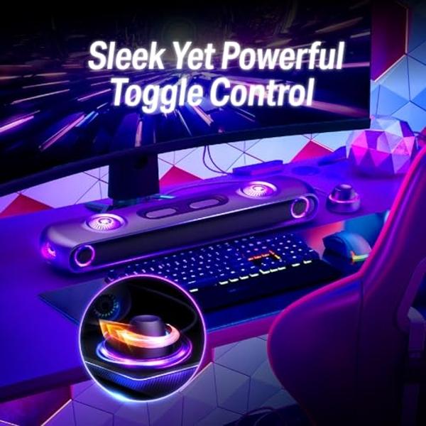 OXS Thunder Pro Gaming Soundbar with 5.1.2 Dolby Atmos Surround Sound System, Built-in Woofer, Bluetooth Multi-Connection, 3 Pro Gamer Modes, Sleek Toggle Design, for Pcs and Gamin