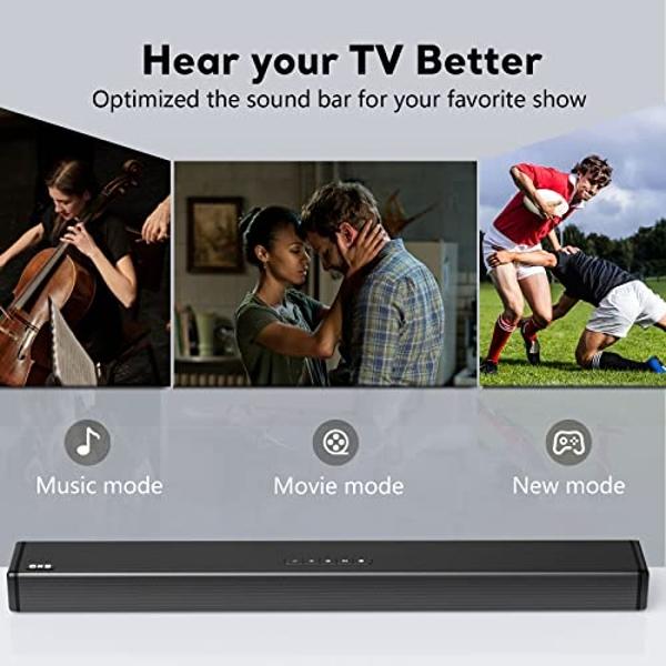 OXS Sound Bars for TV, 4 Speakers TV Sound Bar, Deep Bass, Bluetooth 5.0 Compact Soundbar, 80 Watts, Easy Setup with Mount Kit, 3D Surround Stereo Sound for Home Theater