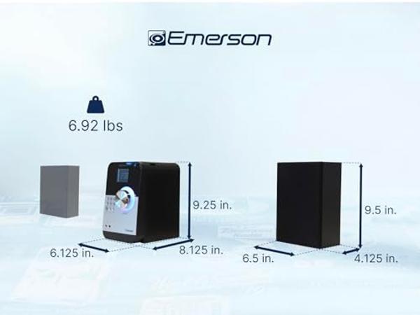 Emerson ES-4000 Bluetooth Micro Music System with MP3, CD Player, FM Radio, Alarm Clock, USB Playback, AUX Input, LED Display, Compact Design, and Remote Control