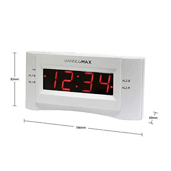 HANNLOMAX HX-160CR PLL FM Radio Alarm Clock, 2.5" LED Display with RGB Color (7 Regular Colors and 4 Dynamic Color Charging Mode), Display Dimmer Function, AC Operation only. (Blac