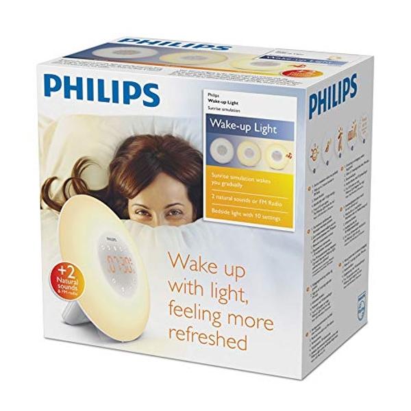 Philips Wake-Up Light Alarm Clock HF3505/01 with Sunrise Simulation - 2 Natural Sounds and Radio