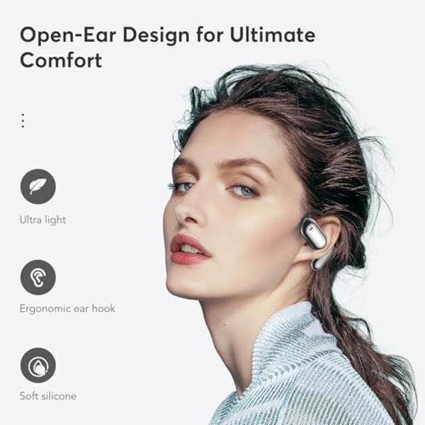 EUQQ Open Ear Bluetooth 5.4 Earbuds, Sport Over Earphones Wireless Headphones Built-in Mic with Ear Buds LED Display, Touch Control, IPX7 Waterproof Hook Design 50Hrs Playtime for 