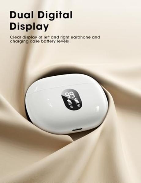 ZZU Wireless Earbuds, 2025 Ear Buds with Big Bass Stereo Sound, Lightweight Bluetooth Earbuds with 48 Hours Playtime, in-Ear Fit Earphones, IPX7, Hands-Free Calls with AI for iPhon