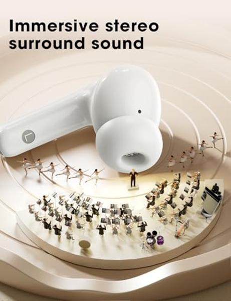 ZZU Wireless Earbuds, 2025 Ear Buds with Big Bass Stereo Sound, Lightweight Bluetooth Earbuds with 48 Hours Playtime, in-Ear Fit Earphones, IPX7, Hands-Free Calls with AI for iPhon