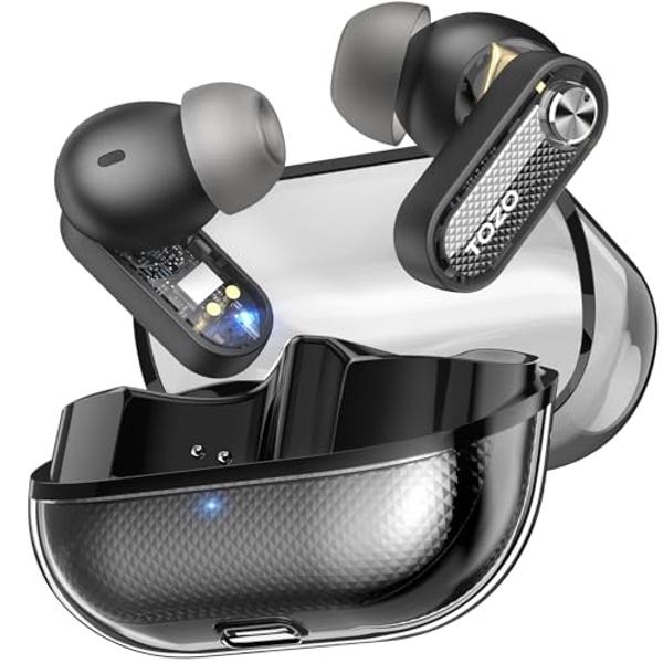 EUQQ Open Ear Bluetooth 5.4 Earbuds, Sport Over Earphones Wireless Headphones Built-in Mic with Ear Buds LED Display, Touch Control, IPX7 Waterproof Hook Design 50Hrs Playtime for 