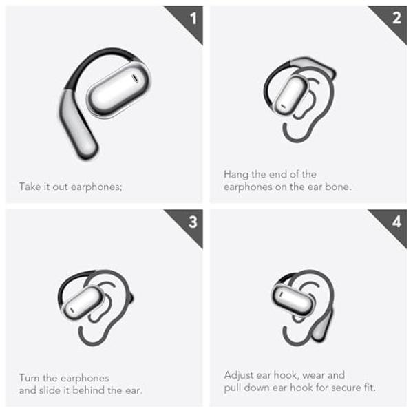 EUQQ Open Ear Bluetooth 5.4 Earbuds, Sport Over Earphones Wireless Headphones Built-in Mic with Ear Buds LED Display, Touch Control, IPX7 Waterproof Hook Design 50Hrs Playtime for 