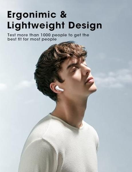 ZZU Wireless Earbuds, 2025 Ear Buds with Big Bass Stereo Sound, Lightweight Bluetooth Earbuds with 48 Hours Playtime, in-Ear Fit Earphones, IPX7, Hands-Free Calls with AI for iPhon