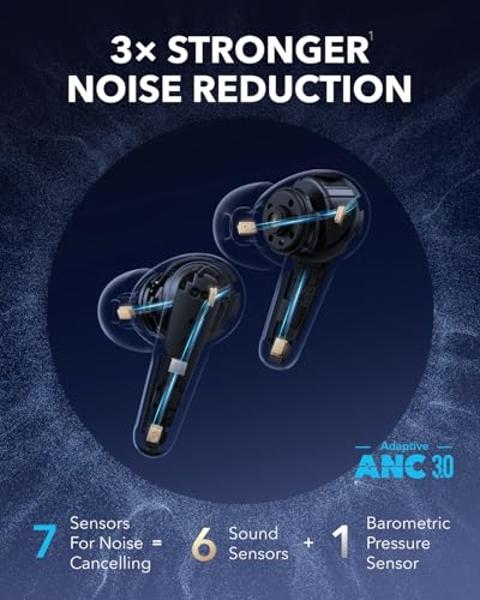 Soundcore Liberty 4 Pro by Anker, Noise Cancelling Wireless Earbuds, 7-Sensor and Real-Time Adaptive Noise Cancelling, 2× Faster Charging, Studio-Level Hi-Fi Music, Clear Calls wit