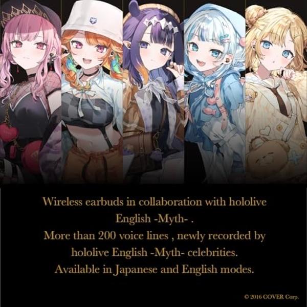 AVIOT TE-V1R-HEN hololive English -Myth- Collaboration Wireless Earbuds, Special Package, Design, English & Japanese Special Voice, Adaptive Noise Cancelling, Wireless Charging Cas