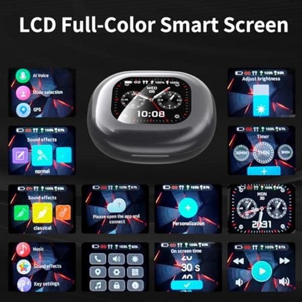 Open Ear Headphones Ultra Comfort Wireless Bluetooth 5.4 Headphones Over The Ear Earbuds with Intelligent Touch Screen Ear Hooks IPX7 Waterproof Bone Conduction Earbuds for Running
