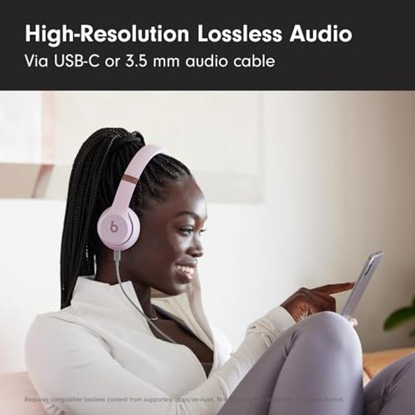 Beats Solo 4 - Wireless Bluetooth On-Ear Headphones, Apple & Android Compatible, Up to 50 Hours of Battery Life - Cloud Pink (Renewed Premium)