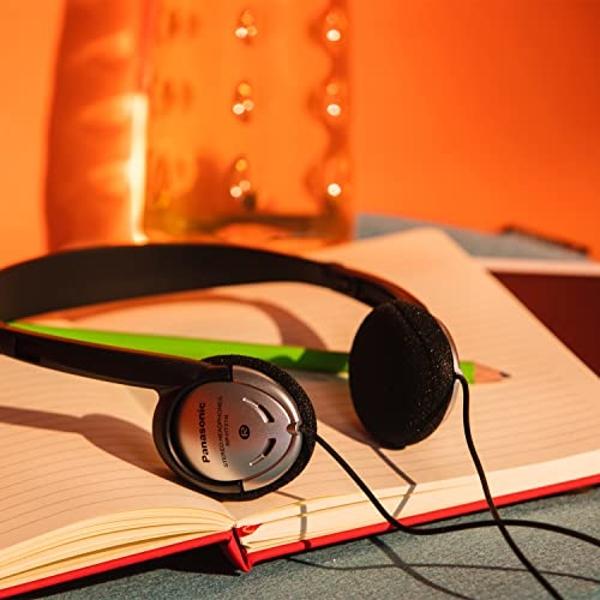 Panasonic Headphones, On-Ear Lightweight Earphones with Microphone and XBS for Extra Bass and Clear, Natural Sound, 3.5mm Jack for Phones and Laptops, Work from Home - RP-HT21M (Bl