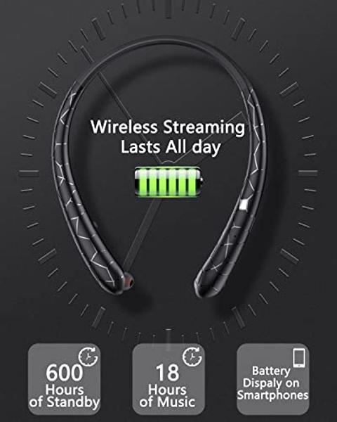 Finpola Neckband Bluetooth Headphones,Retractable Headphone IPX5 Sweatproof with Vibration Call,Stereo Noise Cancelling Neckband Headphones for Sports Office