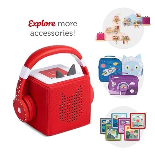 Tonies Foldable Wired Headphones for Kids - Comfortably Designed to fit On-Ear - Works with Toniebox and All 3.5mm Devices - Red