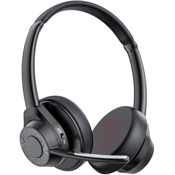 CPTEA Bluetooth Headset, Wireless Bluetooth V5.4 Headphones with Microphone, Noise Canceling Multipoint Connect Wireless Headset with Mic for Work/Mobile/Laptop/Call Center/Noisy O