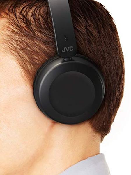 JVC Lightweight On Ear Headphones with Powerful Sound, Integrated Remote & Mic for Smartphones - HAS31MB (Black), Medium