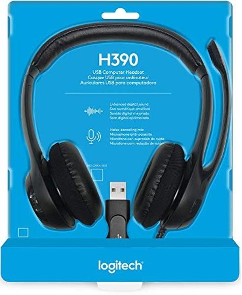 Logitech LOG981000014 Inc H390 Usb Headset with Noise-Canceling Headphones (Renewed)