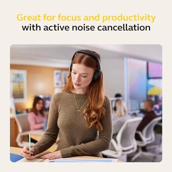 Jabra Evolve2 65 Flex Wireless Stereo Headset - Bluetooth, Noise-Cancelling ClearVoice Technology & Hybrid ANC - Works with All Leading UC Platforms Such As Zoom & Google Meet - Bl