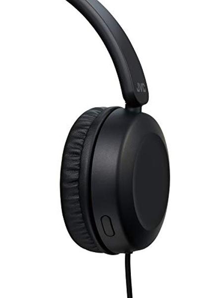 JVC Lightweight On Ear Headphones with Powerful Sound, Integrated Remote & Mic for Smartphones - HAS31MB (Black), Medium