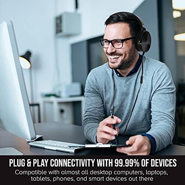 Classroom Headphones-Bulk 10-Pack, Student On Ear Comfy Swivel Earphones for Library, School, Airplane, Kids-for Online Learning and Travel, HQ Stereo Sound 3.5mm Jack (Black with 