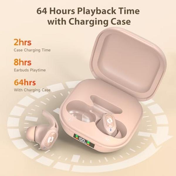 Wireless Ear buds Bluetooth Earbuds Wireless Charging Case Waterproof Headphones Built in Microphone Stereo Bass 64H Playback LED Power Display for iPhone Android Phones Computer S