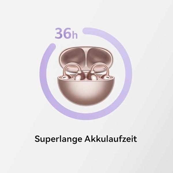 Huawei FreeClip Wireless Earbuds - Open Bluetooth Headphones, Durable Battery and AI Clear Sound - Lightweight in-Ear Headphones, IP54 Dustproof and Waterproof (Rose Gold)