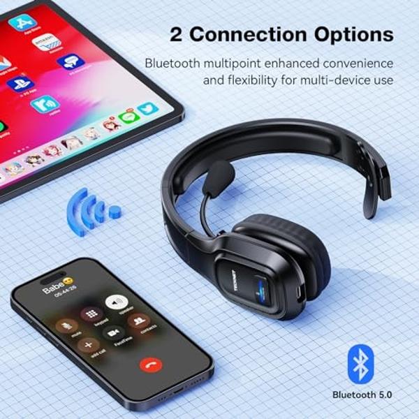 SoundPEATS Space Hybrid Active Noise Cancelling Headphones, Wireless Over Ear Bluetooth Headset, 123H Playtime, Hi Res Audio Wired, APP Custom EQ, Deep Bass, Comfort Ear Cups, for 
