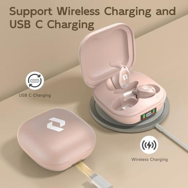 Wireless Ear buds Bluetooth Earbuds Wireless Charging Case Waterproof Headphones Built in Microphone Stereo Bass 64H Playback LED Power Display for iPhone Android Phones Computer S