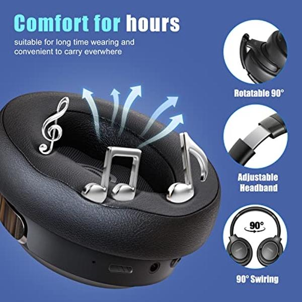 BERIBES Bluetooth Headphones Over Ear, 65H Playtime and 6 EQ Music Modes Wireless Headphones with Microphone, HiFi Stereo Foldable Lightweight Headset, Deep Bass for Home Office Ce