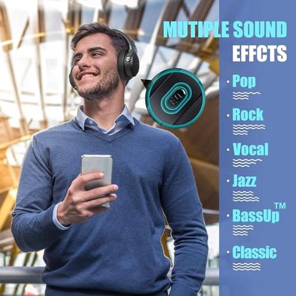 BERIBES Bluetooth Headphones Over Ear, 65H Playtime and 6 EQ Music Modes Wireless Headphones with Microphone, HiFi Stereo Foldable Lightweight Headset, Deep Bass for Home Office Ce