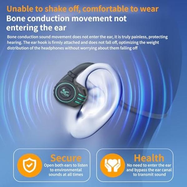 Swimming headphones-bone conduction headphones, IP68 waterproof built-in MP3 player 32G memory, underwater swimming headphone, wireless open Earphones Bluetooth 5.3, for running, c