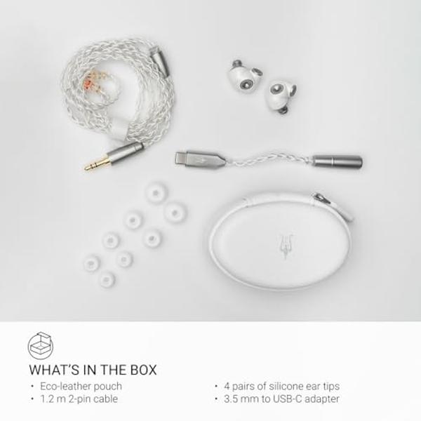 MEZE AUDIO ALBA | Wired Earbuds in-Ear Monitor Headphones for Audiophiles | USB-C Adapter Included | Smartphone Compatible | Noise Isolating | Ergonomic Metal Chassis