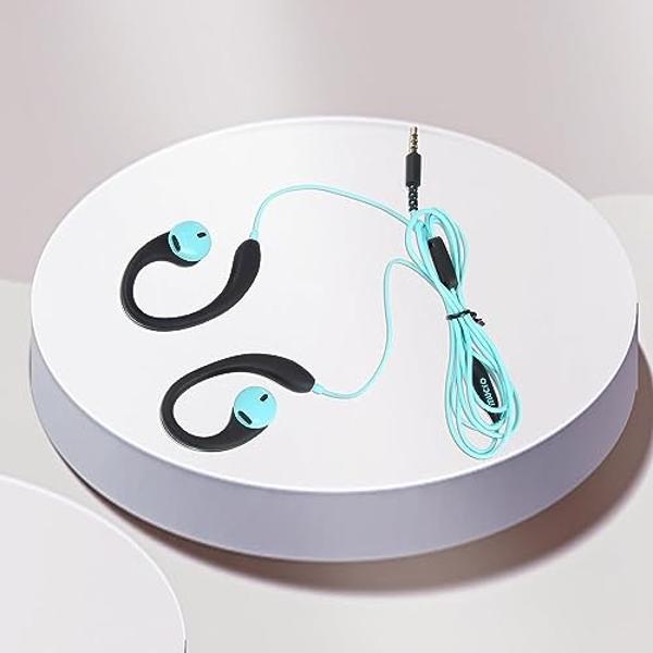 Upgrade Wired Sports Earbuds with Ear Hooks, Running Headphones Secure Fit Wrap Around Ear, Sweatproof In-Ear Earphones with Microphone, 3.5mm Jack for Smartphone Laptop Tablet MP3