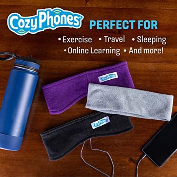 CozyPhones Sleep Headphones - Over Ear Headphones from Ultra Thin Cool Mesh Wired for Side Sleepers, Meditation, Running, Laptop, and Phone - Black with Blue Liner
