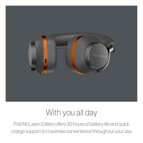 Bowers & Wilkins Px8 McLaren Edition Over-Ear Wireless Headphones, Advanced Active Noise Cancellation, 30-Hour Battery Life, 15-Min Quick Charging