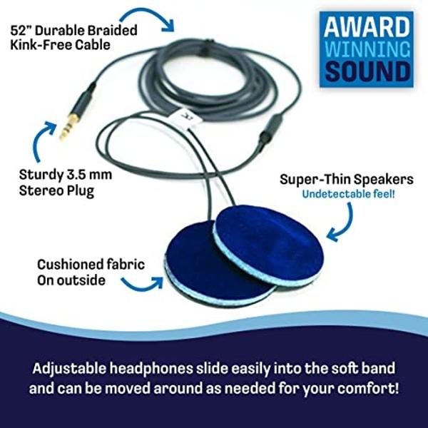 CozyPhones Sleep Headphones - Over Ear Headphones from Ultra Thin Cool Mesh Wired for Side Sleepers, Meditation, Running, Laptop, and Phone - Black with Blue Liner