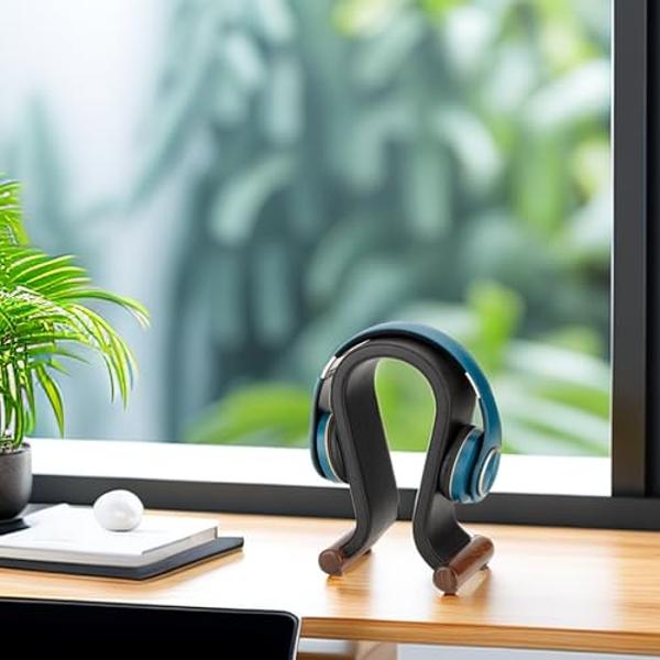 ONEGenug Wooden Headset Stand,Universal Earphone Hanger Holder for Gaming Headsets & DJ Studio Headphones Desktop Headphone Rack for All Headphone Size