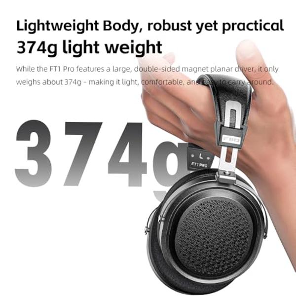 FiiO FT1 Pro Open-Back Planar Magnetic Wired Hi-Fi Headphones for Home, Studio, Recording, High Sensitivity (Black)