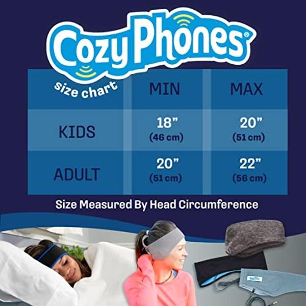 CozyPhones Sleep Headphones - Over Ear Headphones from Ultra Thin Cool Mesh Wired for Side Sleepers, Meditation, Running, Laptop, and Phone - Black with Blue Liner