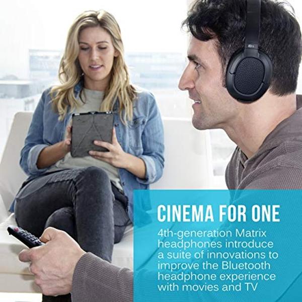 MEE audio Matrix Cinema Bluetooth Wireless Over-Ear High Resolution Stereo Headphones with aptX Low Latency for Improved Lip Sync & CinemaEAR Audio Enhancement for Clearer Sound in