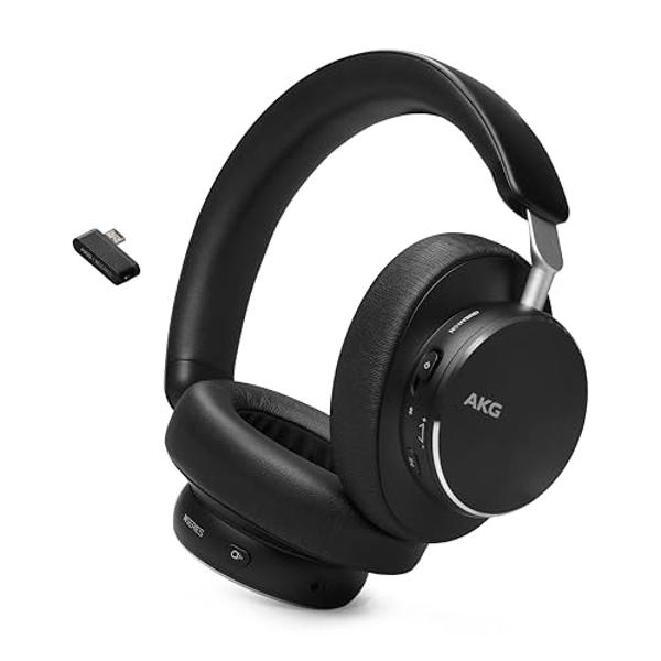 AKG N9 Hybrid - Wireless Over-Ear Noise Cancelling Headphones, 2.4GHz USB-C dongle and BT, Hi-Res Quality AKG Sound, True Adaptive Noise Cancelling, Zoom Certified Superior Call Qu