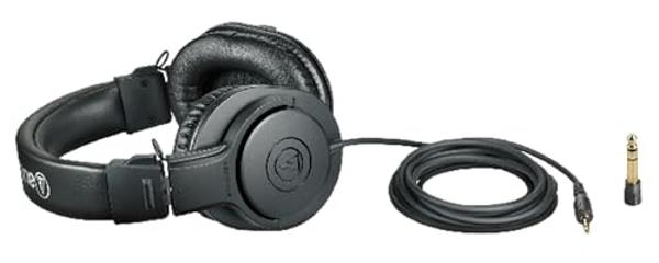 Audio-Technica ATH-M20x Professional Monitor Headphones - Black Bundle with Case and Austin Bazaar Polishing Cloth