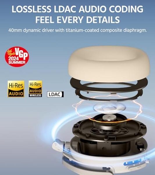 Edifier W830NB Wireless Over Ear Headphones with -45dB Active Noise Cancelling, 94H Playtime, LDAC Hi-Res Sound, Spatial Audio, Fast Charging, Multipoint Connection, Bluetooth V5.4